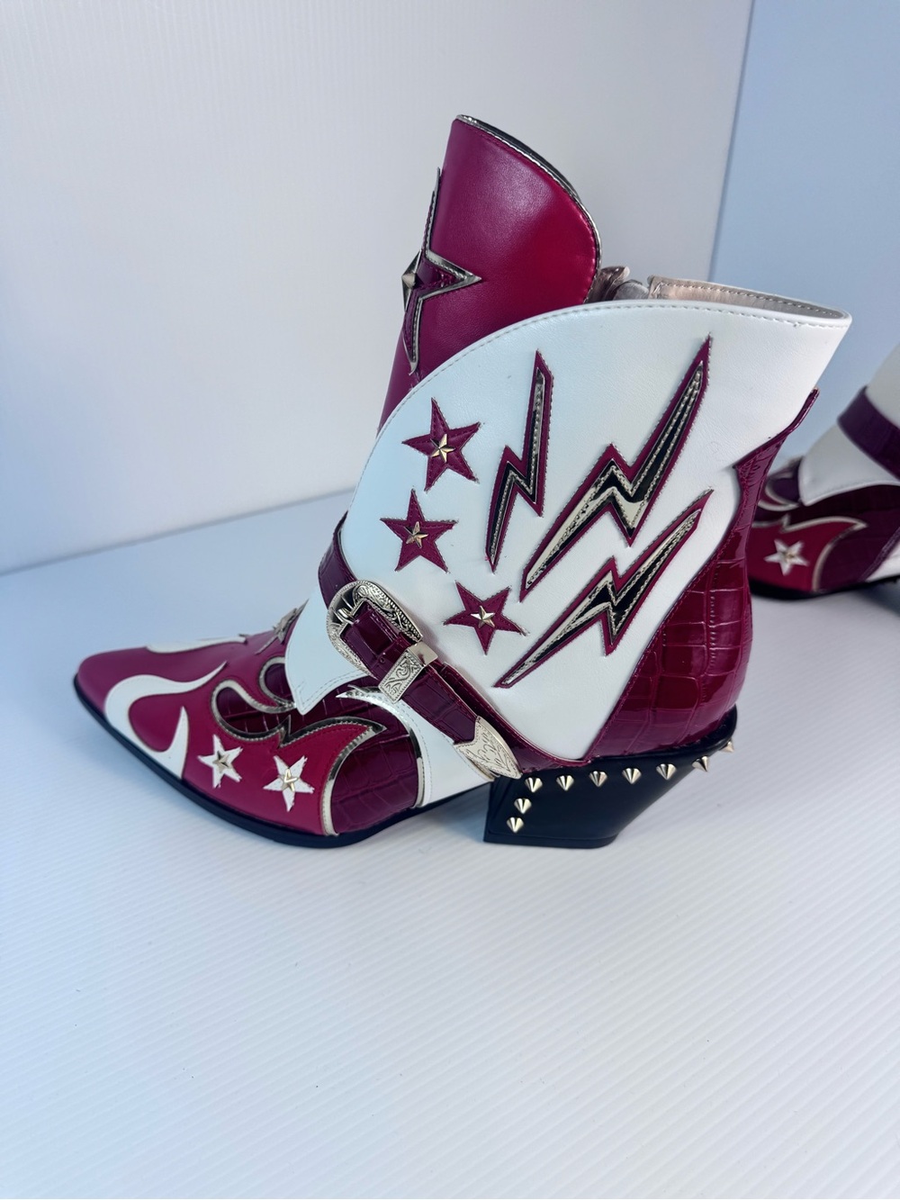 Azalea Wang Channy Multi Western Studded Ankle Boots NIB Size 7 & 11 - Picture 4 of 8